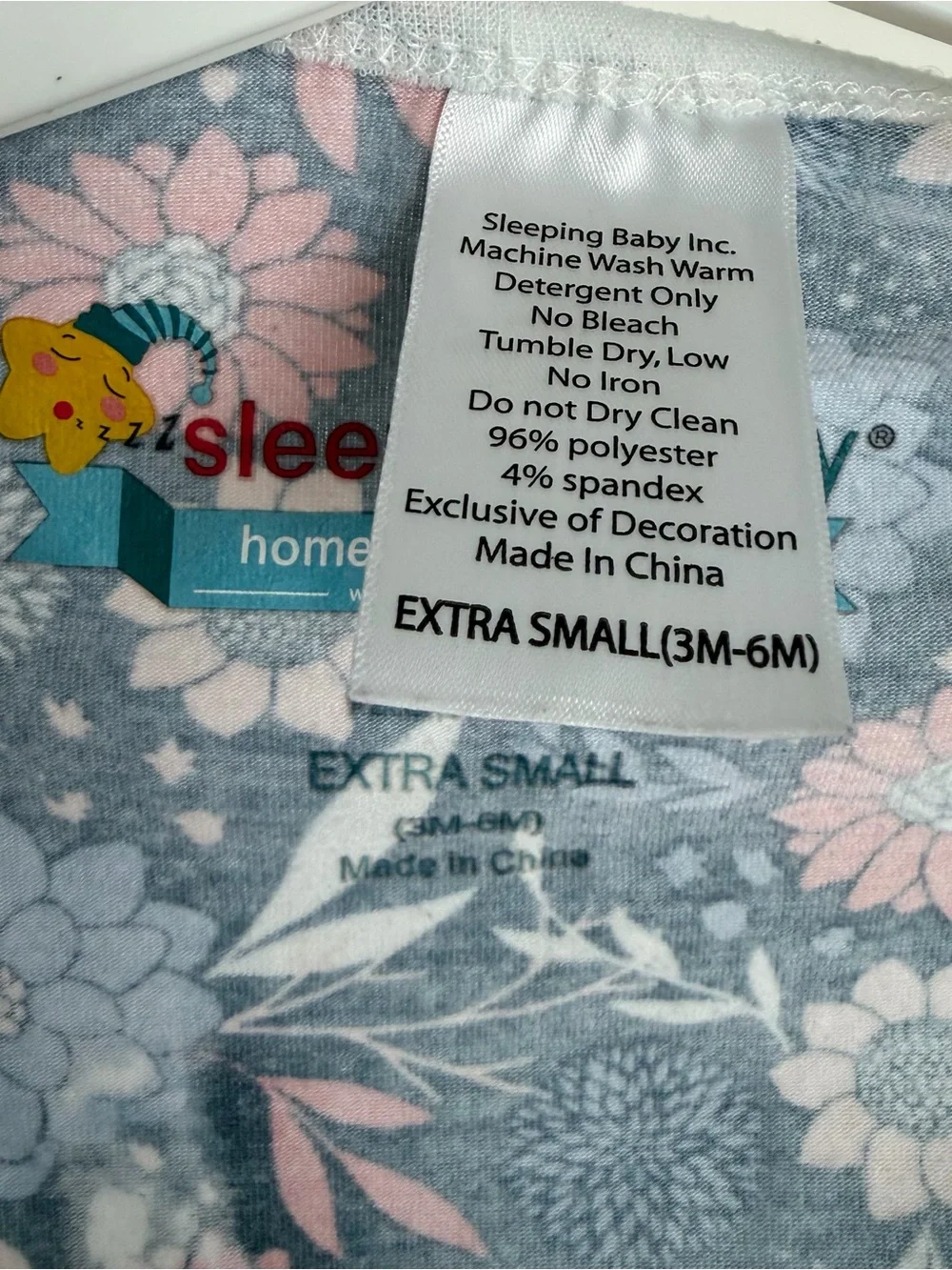 Sleeping Baby Zipadee Zip Swaddle Navy Flower Size XS 3-6M